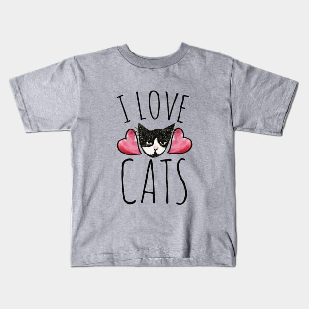 I love cats Kids T-Shirt by bubbsnugg